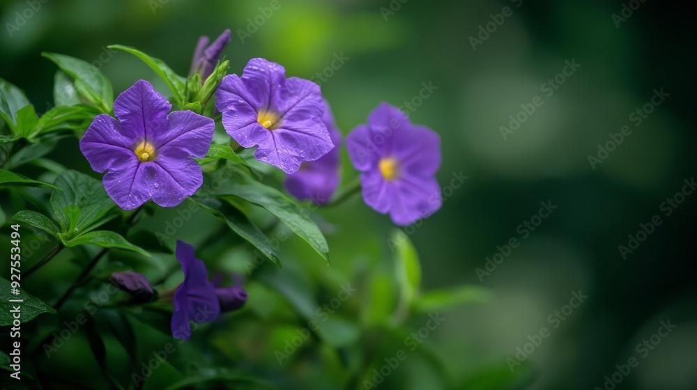 Fototapeta premium Purple blooms open with the sunrise.