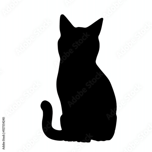 black and white cat silhouette
