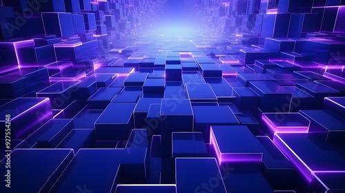 3d rendering of purple and blue abstract geometric background. Scene for advertising, technology, showcase, banner, game, sport, cosmetic, business, metaverse. Sci-Fi Illustration. Product display