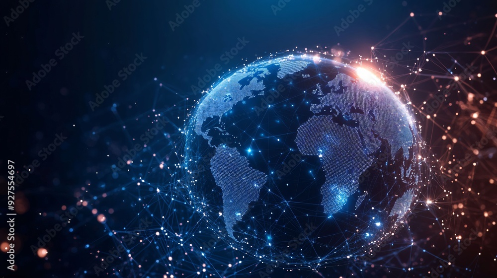 A digital Earth model showing interconnected global networks and data flow, representing international connectivity and advanced technology. A digital Earth model showing interconnected global networks and data flow, representing international connectivity and advanced technology.