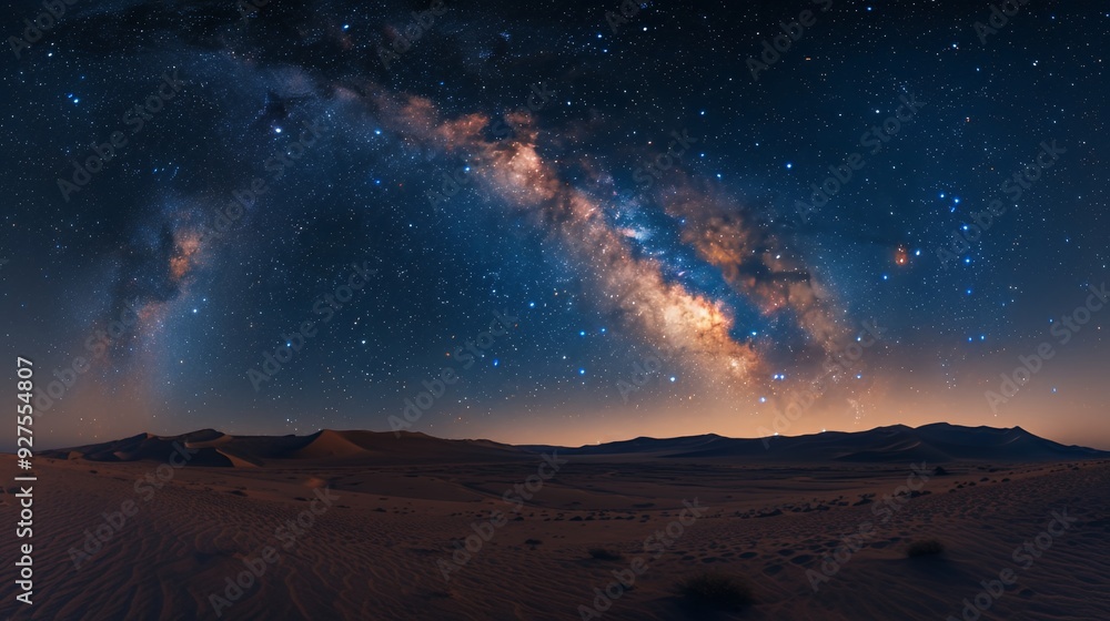 Milky Way over a desert landscape. Milky Way over a desert landscape.