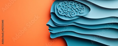 Abstract representation of human brain and thoughts using layered paper cutout art photo