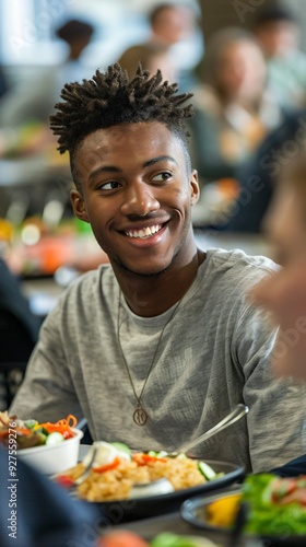 Black male student in the school canteen