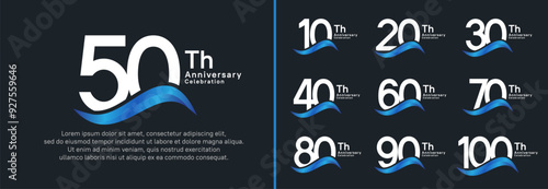 anniversary logotype set. vector design white color number can be use for special moment