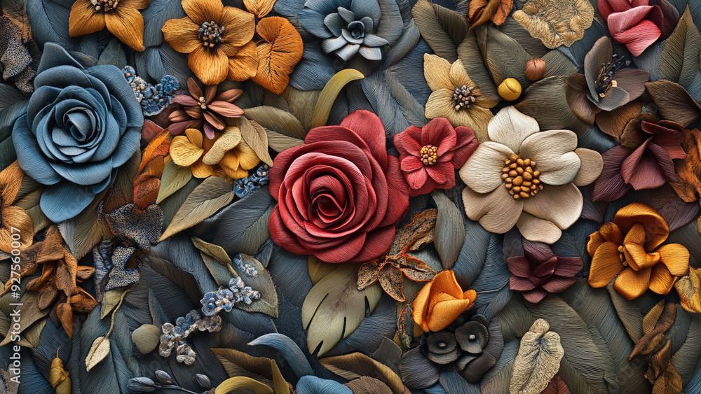 Realistic 3D Embroidered Italian Collage Seamless Pattern Realistic 3D Embroidered Italian Collage Seamless Pattern