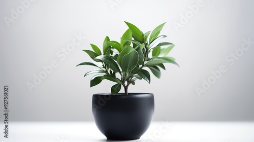 Black potted plant with a white background Generative AI