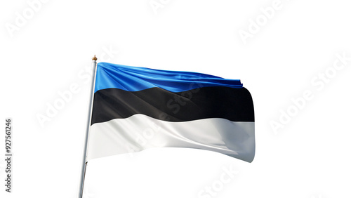 Photos Flag of Estonia on a transparent background, png, flag on a flag pole waving in