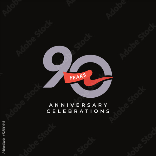 90 Years Anniversary Celebration Vector Template Design Illustration