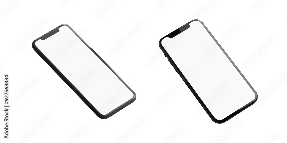 Smartphones in realistic style with a blank display Smartphones in realistic style with a blank display