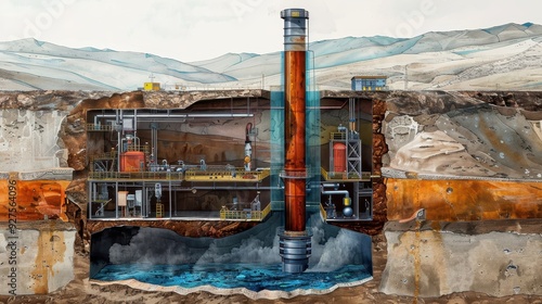 Geothermal Energy Power Plant Illustration