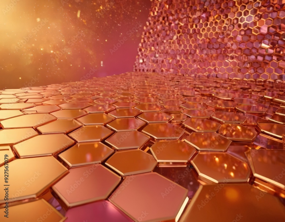 Obraz premium abstract background with hexagons and glowing lights