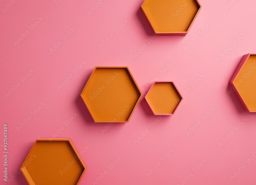 pink background with orange hexagons pink background with orange hexagons