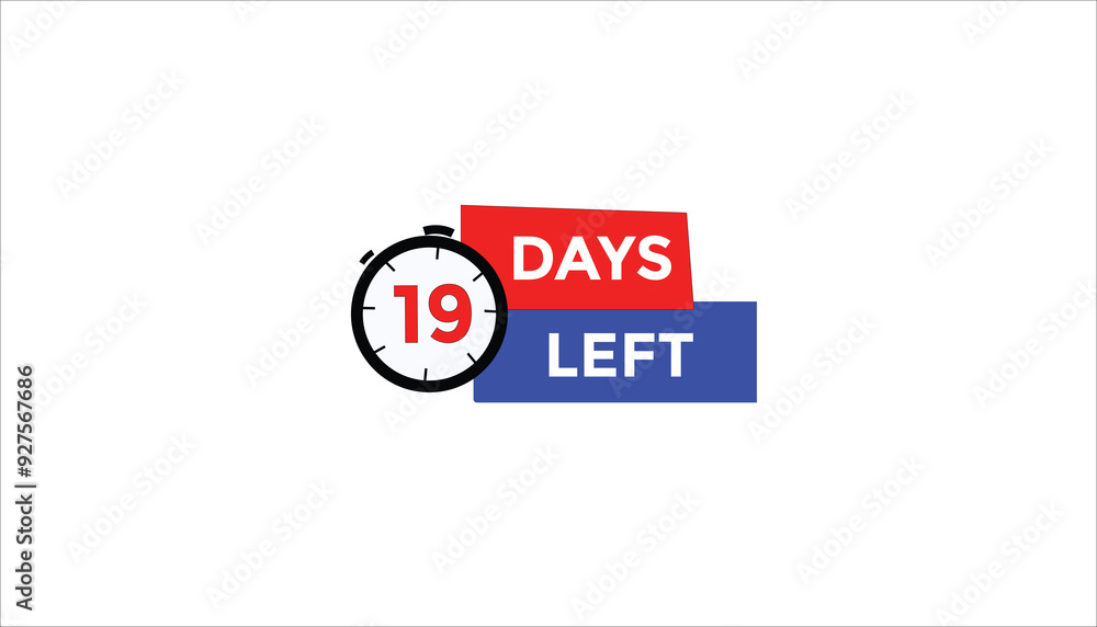 19 days left Countdown number banner templates. time icon. Vector Illustration 19 days left Countdown number banner templates. time icon. Vector Illustration