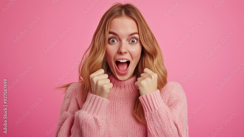 Young caucasian woman isolated celebrating a victory or success he is surprised and shocked. Young caucasian woman isolated celebrating a victory or success he is surprised and shocked.