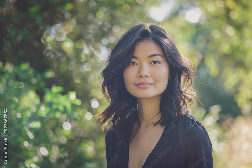 Serene Asian Woman in Nature