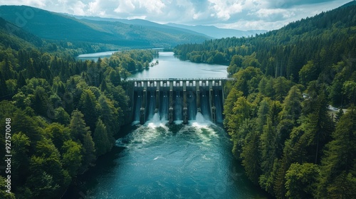 Dam and Reservoir in a Forest Setting
