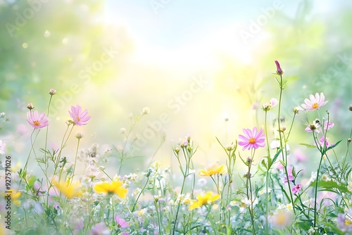 A Field of Blooming Flowers in the Sun