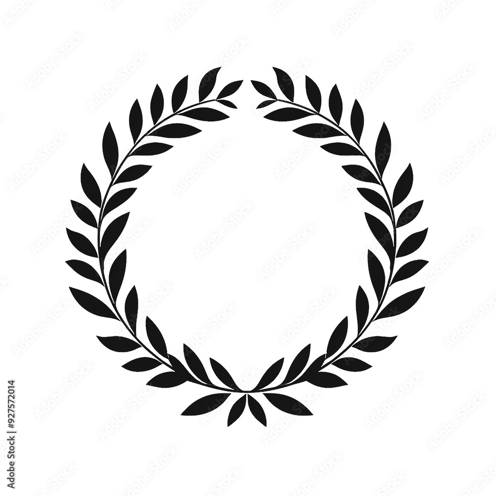 A simple black laurel wreath icon, often used as a symbol of victory or achievement. isolated on white background isolated on white background. transparent background A simple black laurel wreath icon, often used as a symbol of victory or achievement. isolated on white background isolated on white background. transparent background
