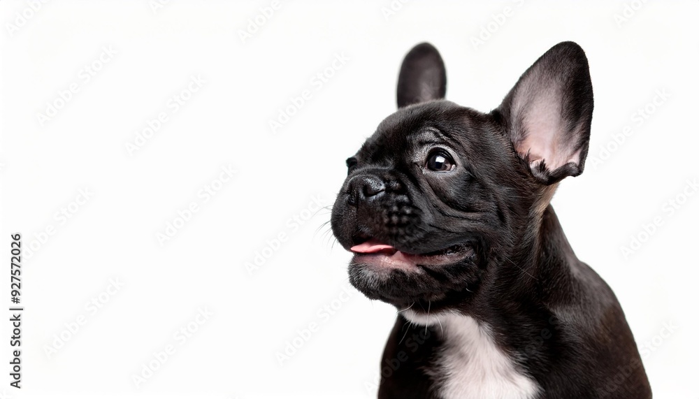 笑顔のフレンチブルドッグのポートレート(Portrait of a smiling French Bulldog puppy on white background)
笑顔のフレンチブルドッグのポートレート(Portrait of a smiling French Bulldog puppy on white background)