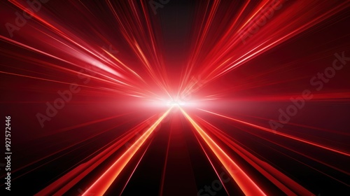 A dramatic red laser light effect on a black background, creating a high-contrast, futuristic ambiance