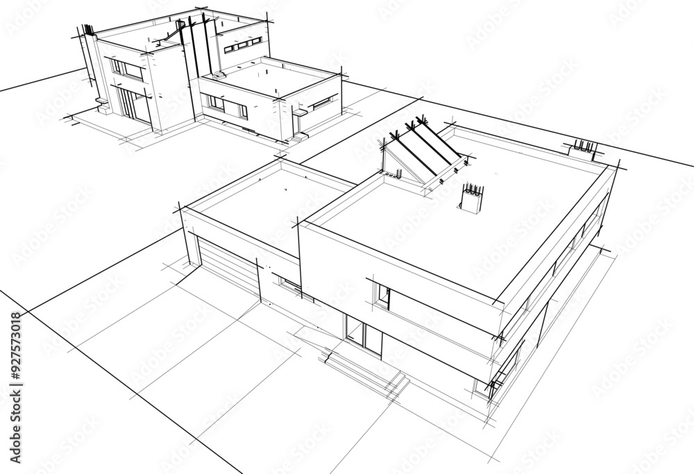 house building sketch architecture 3d illustration house building sketch architecture 3d illustration
