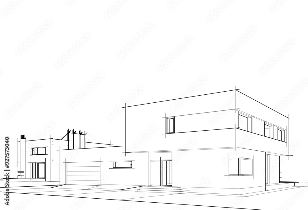 house building sketch architecture 3d illustration house building sketch architecture 3d illustration