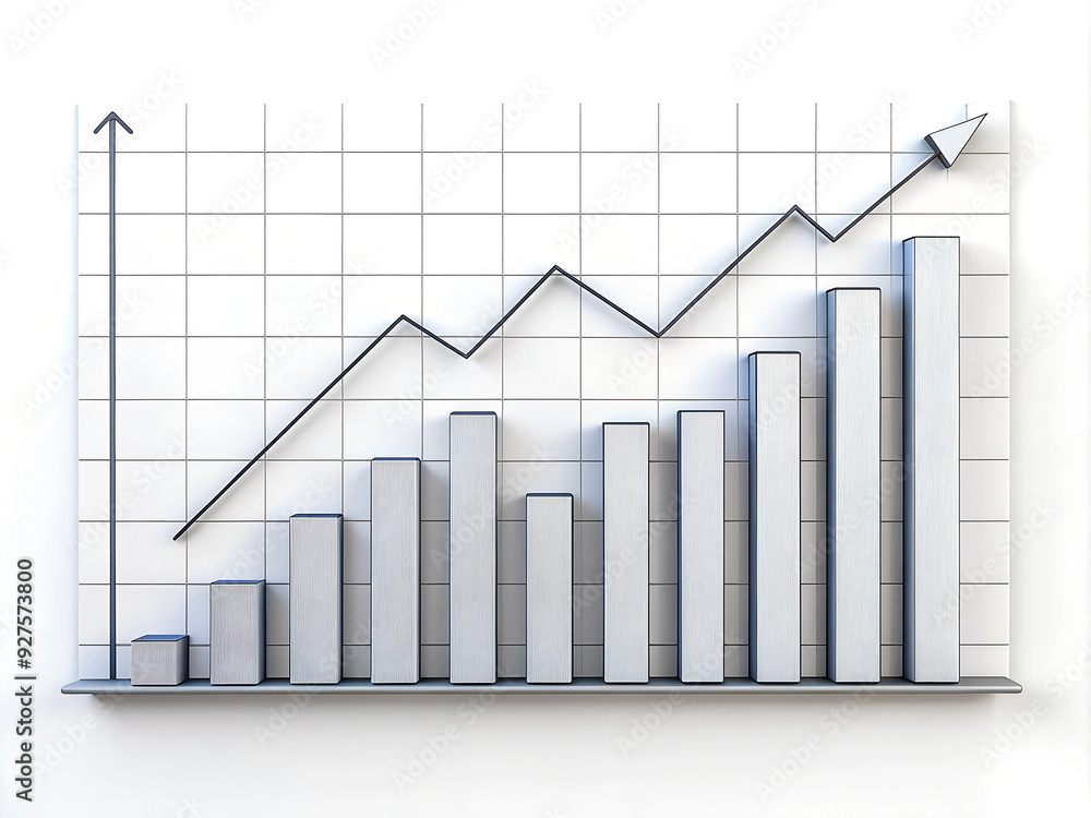 3D illustration of a business progress chart in black and white 3D illustration of a business progress chart in black and white