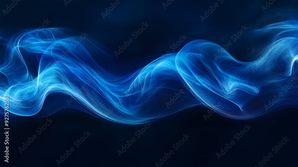 Abstract blue wave flowing on black background. Abstract blue wave flowing on black background.