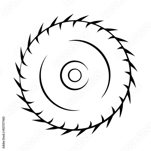 Black silhouette cogwheel circular saw blade icon and vector illustration isolated on white