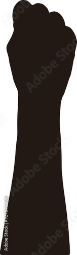 グーで握る女性の左手のシルエット