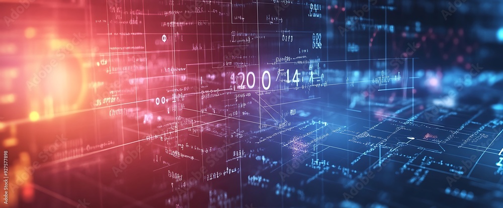 Abstract futuristic digital background with blue and red glowing lines, numbers and symbols. Abstract futuristic digital background with blue and red glowing lines, numbers and symbols.