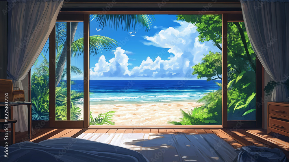 Fototapeta premium beach view from inside the hotel