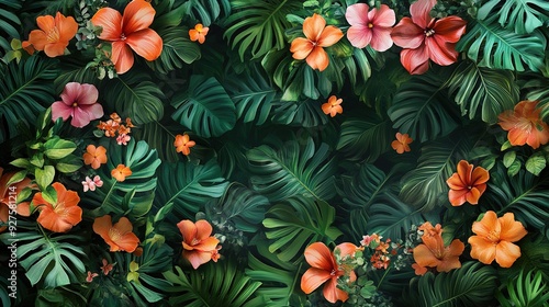 a banner featuring the lush greens and exotic floral of the Amazon Rainforest. a Brazil-Themed Banner Design. 