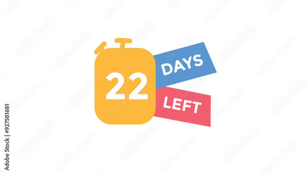 22 days left Countdown number banner templates. time icon. Vector Illustration
22 days left Countdown number banner templates. time icon. Vector Illustration
