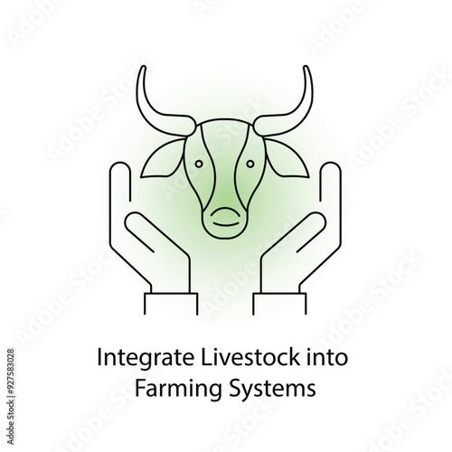Integrate Livestock into Farming Systems icon with Editable Stroke.