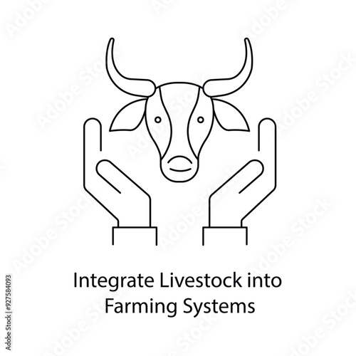 Integrate Livestock into Farming Systems icon with Editable Stroke.