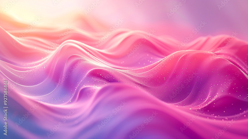 Obraz premium Soft waves of pink and lavender fabric flow gently under soft lighting at sunset