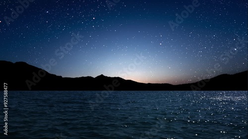 a night sea sky with moon and stars