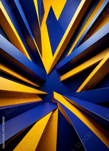 blue and yellow background with large hole