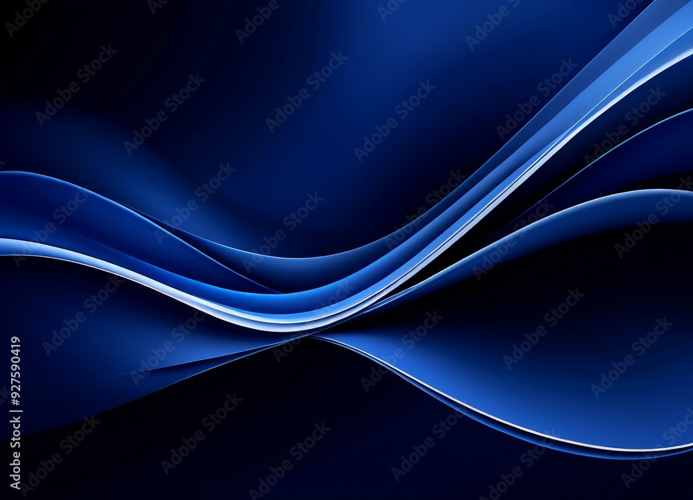 Fototapeta premium blue wave on black background