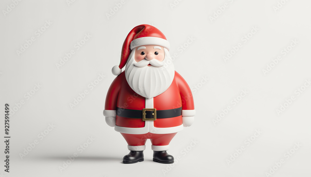 3d smiling cute santa claus traditional red white costume standing on plain light background festive holiday seasonal celebration 3d smiling cute santa claus traditional red white costume standing on plain light background festive holiday seasonal celebration