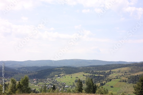 Wallpaper Mural Many beautiful trees and houses in mountains Torontodigital.ca