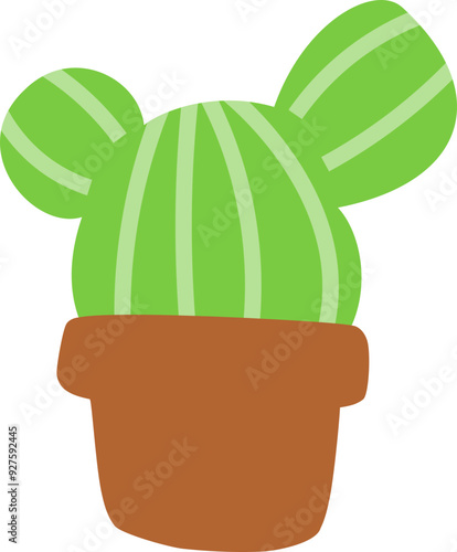 Cactus In Pot Graphic Illustration 