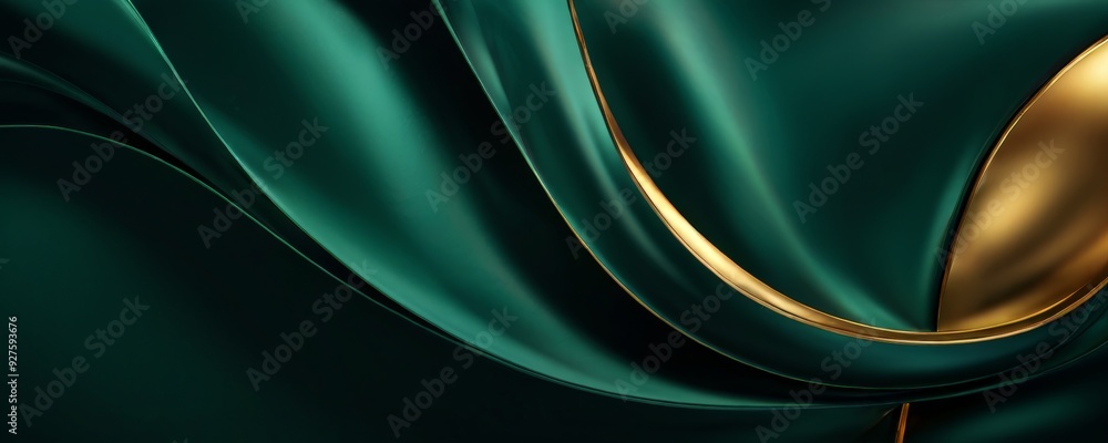 Obraz premium green and gold background with curved curve