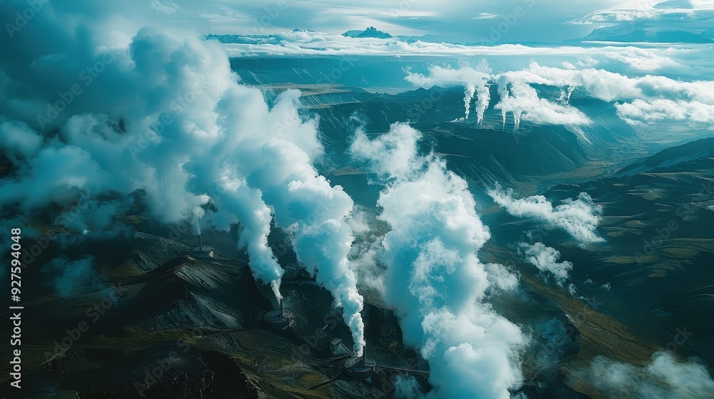 Fototapeta premium Aerial View of Geothermal Power Plant in Iceland