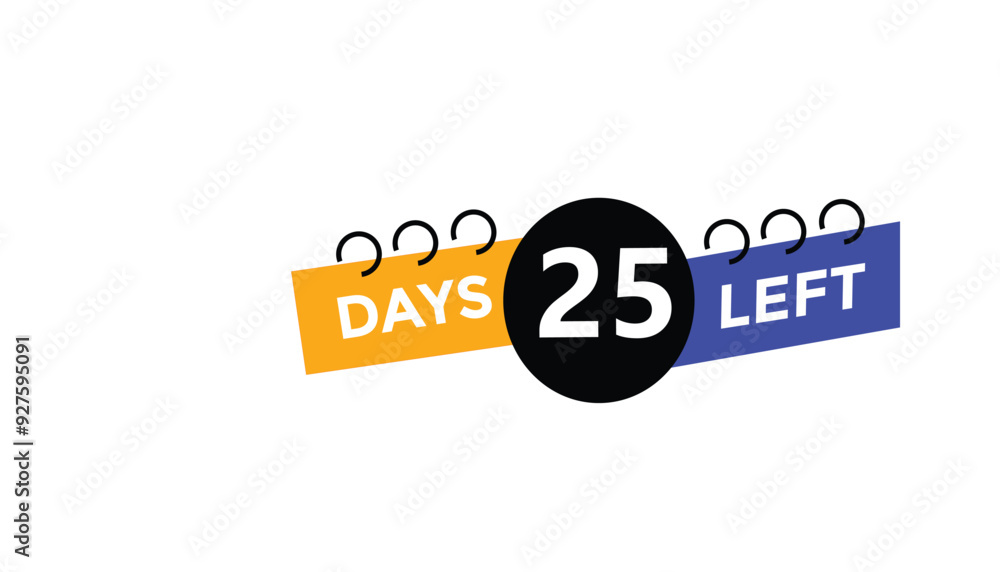 25 days left Countdown number banner templates. time icon. Vector Illustration 25 days left Countdown number banner templates. time icon. Vector Illustration