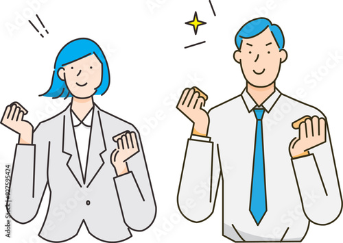 Gut-pose - employee - upper body - simple vector illustration of a successful businessman and woman