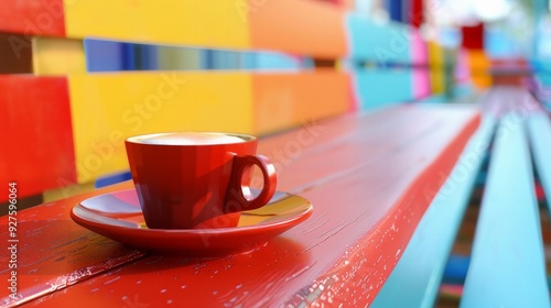 Complete perspective of an individual sipping coffee at an outdoor cafa photo