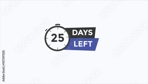 25 days left Countdown number banner templates. time icon. Vector Illustration 
