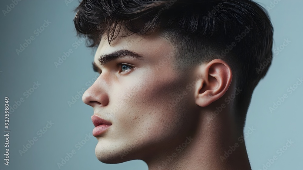 Refined Gentleman s Stylish Fade Hairstyle Portrait Refined Gentleman s Stylish Fade Hairstyle Portrait